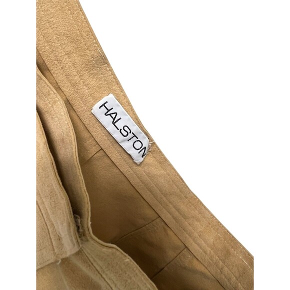 Halston Vintage 70's Beige Tan Ultrasuede Wrap Skirt A-Line High Waist Size S - Picture 2 of 10